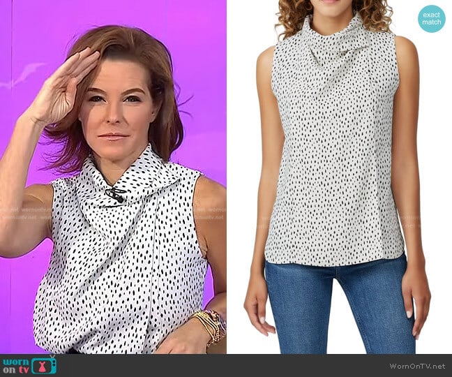 Adam Lippes Printed Cowl Neck Shell Top worn by Stephanie Ruhle on Today