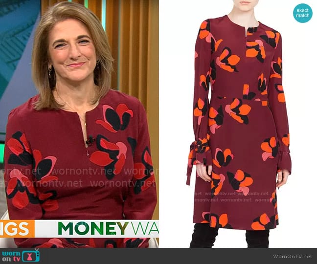 Akris Punto Anemone-Print Silk Dress worn by Jill Schlesinger on CBS Mornings