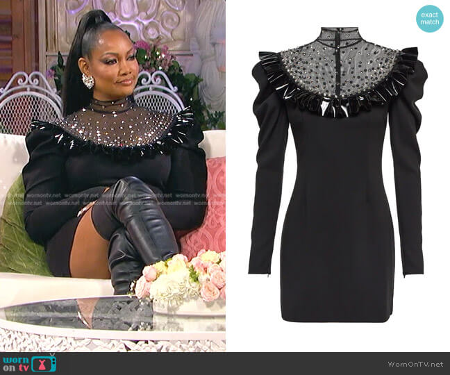 Alessandra Rich Crystal-Embellished Wool-Blend Dress worn by Garcelle Beauvais on The Real Housewives of Beverly Hills