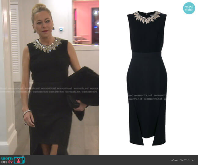 Alexander McQueen Embellished Midi Dress worn by Sutton Stracke on The Real Housewives of Beverly Hills