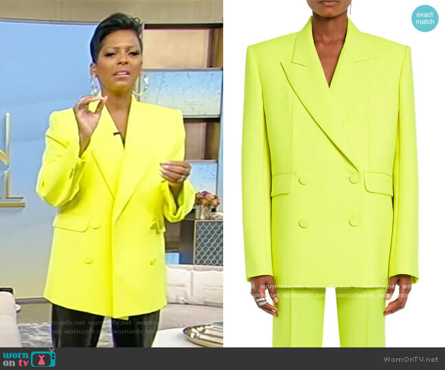 Alexander McQueen Boxy Double-Breasted Wool Jacket worn by Tamron Hall on Tamron Hall Show