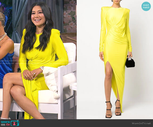 Alexandre Vauthier Gathered-Detail Maxi Dress worn by Crystal Kung Minkoff on The Real Housewives of Beverly Hills