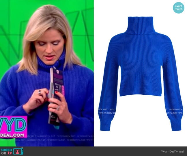 Alice + Olivia Carlynn ribbed cropped jumper worn by Sara Haines on The View