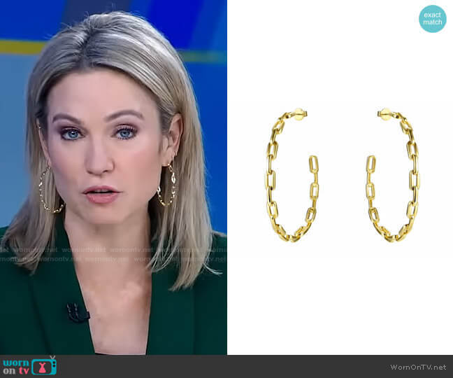 Accessory Concierge Anchor Chain Hoops worn by Amy Robach on Good Morning America