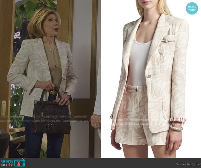 Diane’s palm print blazer on The Good Fight