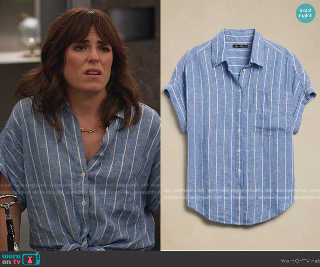 Banana Republic Linen Resort Shirt worn by Marina (Karla Souza) on Home Economics