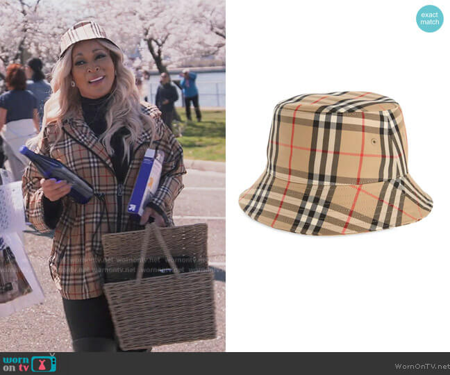 Burberry Vintage Check Bucket Hat worn by Karen Huger on The Real Housewives of Potomac