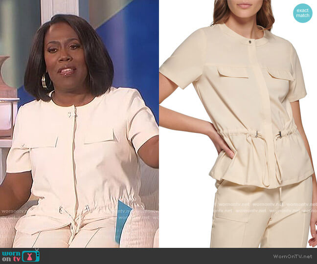 Calvin Klein  Short Sleeve Drawstring Jacket worn by Sheryl Underwood on The Talk