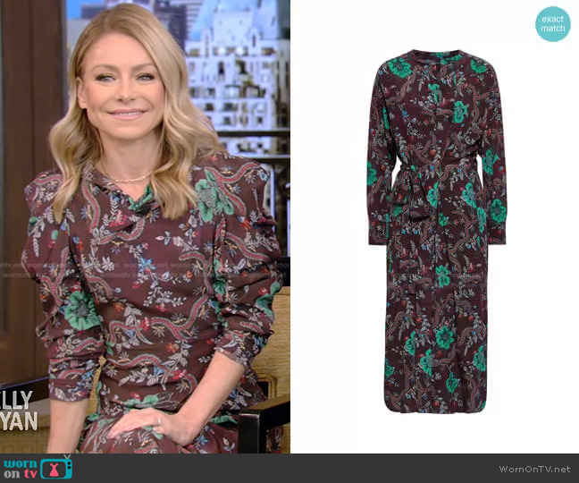 Isabel Marant Calypso Floral-Print Dress worn by Kelly Ripa on Live with Kelly and Mark