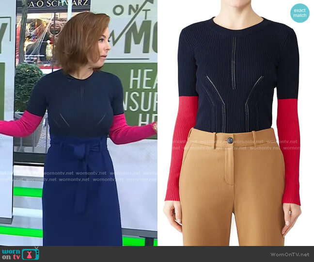 Cedric Charlier Long Sleeve Colorblock Knit Sweater worn by Stephanie Ruhle on Today