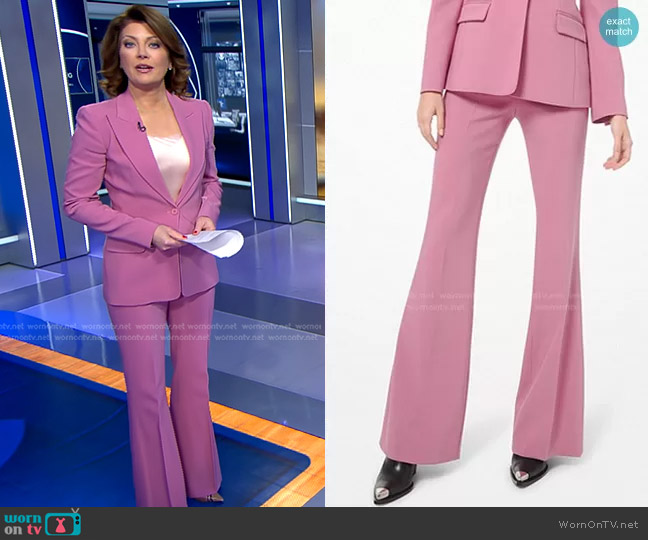 Charlie Stretch Pebble Crepe Flared Pants by Michael Kors worn by Norah O'Donnell on CBS Evening News