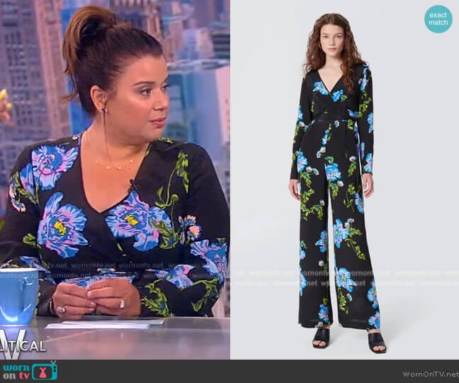 WornOnTV: Ana’s black floral print jumpsuit on The View | Ana Navarro ...