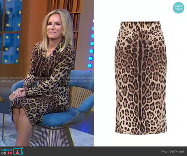 Dolce & Gabbana Leopard-Print Stretch-Silk Skirt worn by Dr. Jennifer Ashton on Good Morning America