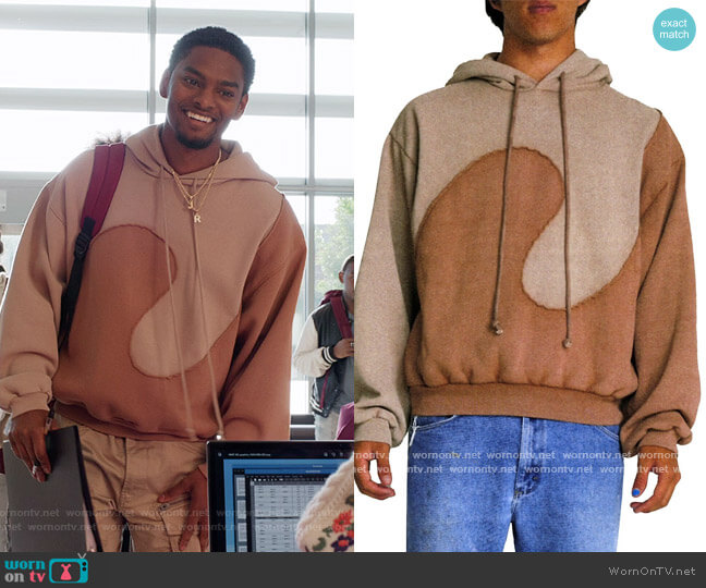 ERL Wave Oversized Knit Hoodie worn by JR (Sylvester Powell) on All American Homecoming
