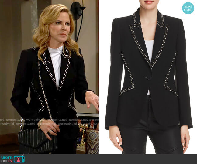 Elie Tahari Allegria blazer worn by Talia Morgan (Natalie Morales) on The Young and the Restless