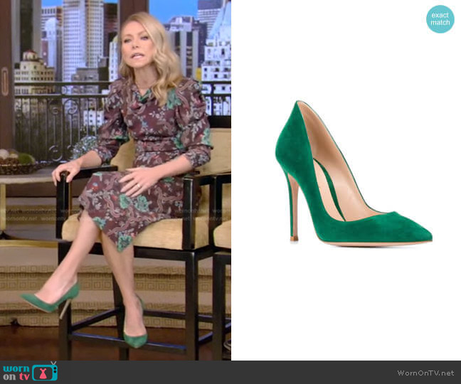 Gianvito Rossi Suede Pumps worn by Kelly Ripa on Live with Kelly and Mark