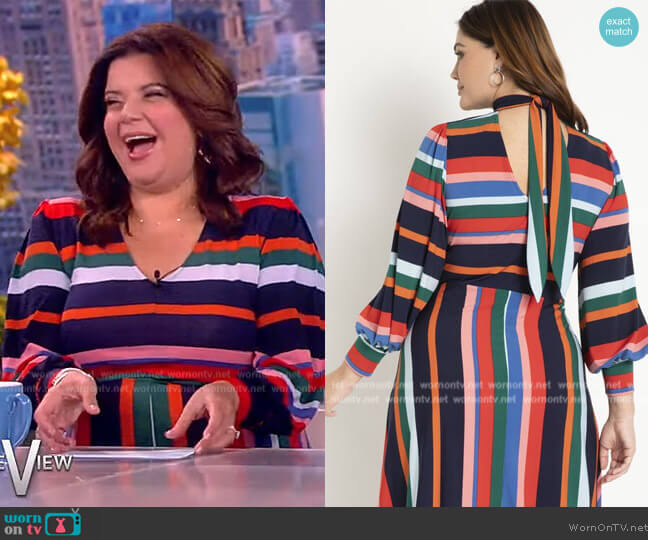 A-Line Dress With Puff Sleeves by Eloquii worn by Ana Navarro on The View