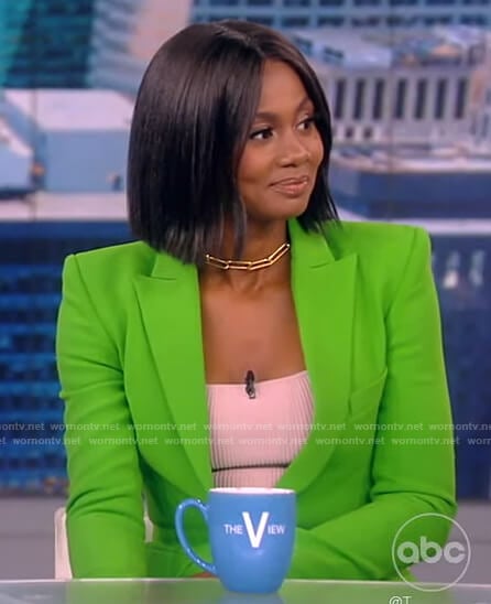 Emayatzy-Corinealdi's green blazer on The View