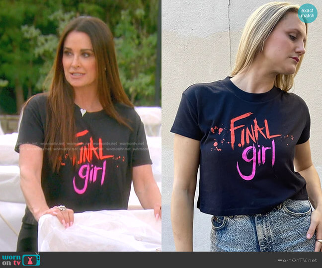 Small Town Weirdo Final Girl Cropped Tee worn by Kyle Richards on The Real Housewives of Beverly Hills