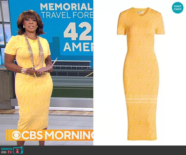 Fendi Bicolor Midi Dress worn by Gayle King on CBS Mornings