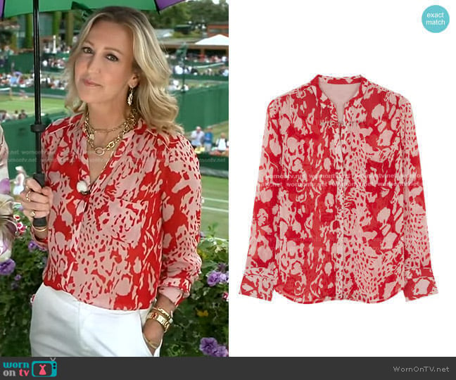 Floral Print Blouse by Ba&Sh worn by Lara Spencer on Good Morning America