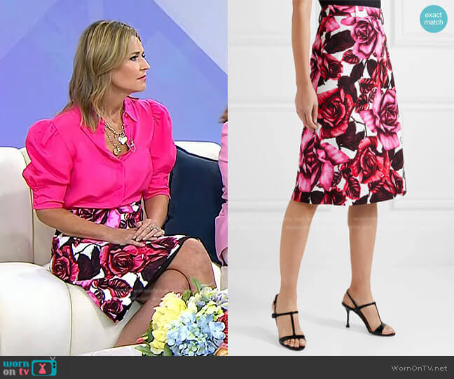 Prada Floral-Print Skirt worn by Savannah Guthrie on Today