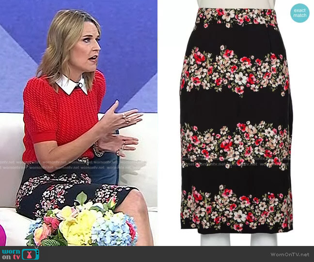 Dolce & Gabbana Floral Printed Crepe Pencil Skirt worn by Savannah Guthrie on Today
