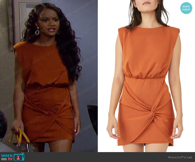 Free People Runaway Knit Mini Dress worn by Chanel Dupree (Raven Bowens) on Days of our Lives