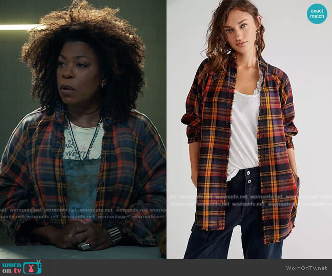 Free People We The Free Summer Daydream Plaid Buttondown in Grunge Combo worn by Viola Marsette (Lorraine Toussaint) on The Equalizer