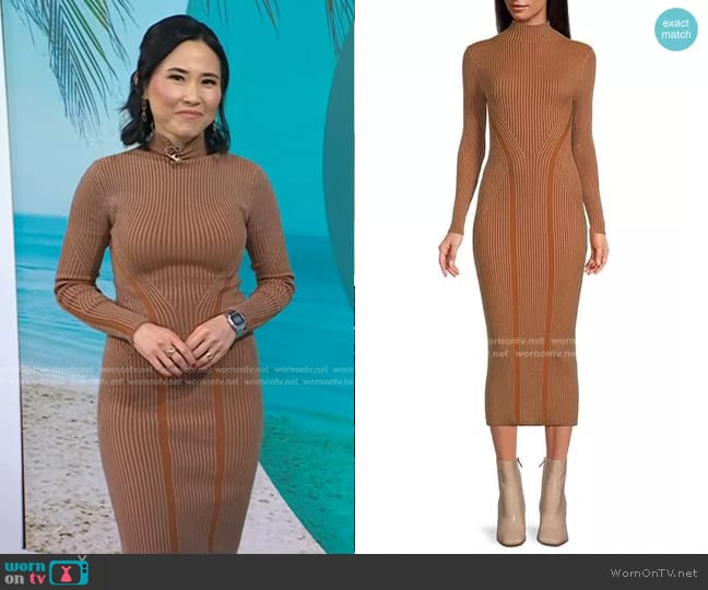 French Connection Simona Ribbed Dress worn by Vicky Nguyen on Today