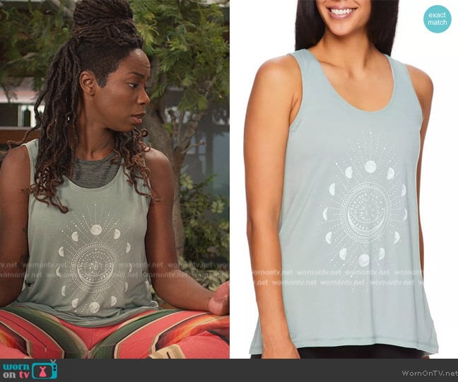 Gaiam Lunar Harmony Tank Top worn by Denise (Sasheer Zamata) on Home Economics