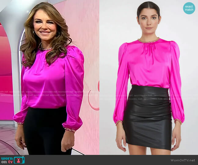 Generation Love Perry Chain Blouse worn by Elizabeth Hurley on Today