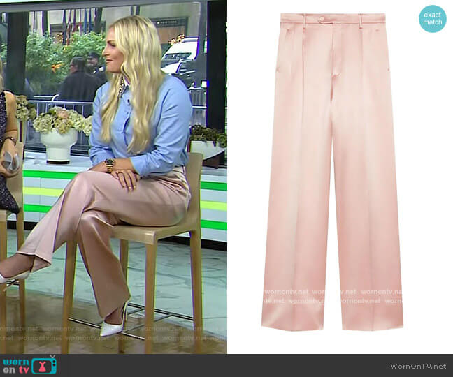Gucci Straight-leg satin trousers worn by Lindsey Vonn on Today