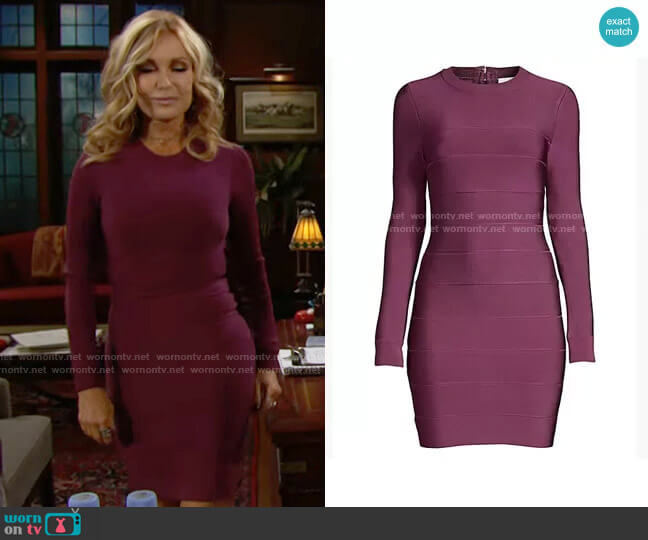 Herve Leger Mini Long-Sleeve Bodycon Dress worn by Lauren Fenmore (Tracey Bregman) on The Bold and the Beautiful