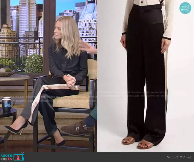 Lanvin High-Waisted Satin Trousers worn by Kelly Ripa on Live with Kelly and Ryan