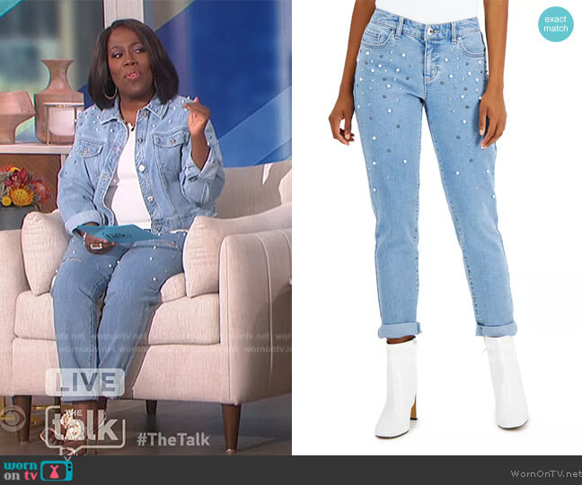 INC International Concepts Mid-Rise Embellished Straight-Leg Jeans worn by Sheryl Underwood on The Talk