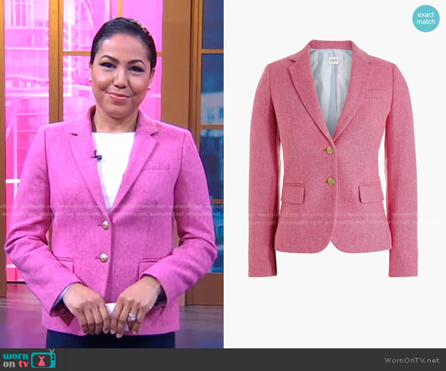 WornOnTV: Stephanie’s pink herringbone blazer on Good Morning America ...