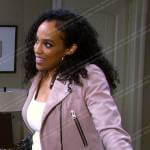Jada’s pink leather moto jacket on Days of our Lives