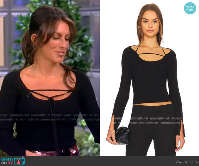 Jonathan Simkhai Minka Long Sleeve Halter Top worn by Alyssa Farah Griffin on The View