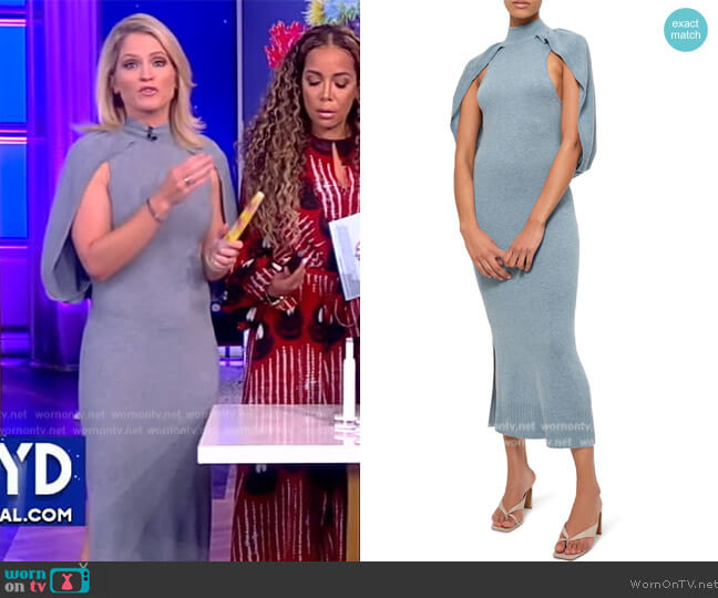 Jonathan Simkhai Nancy Recycled Cashmere-Wool Cape Midi Dress worn by Sara Haines on The View