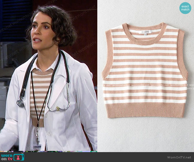 Kaltidi Striped Cropped Sweater Vest worn by Sarah Horton (Linsey Godfrey) on Days of our Lives