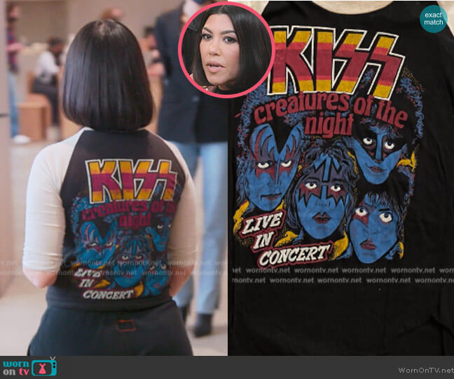  Kiss Creastures of the Night Vintage T-shirt worn by Kourtney Kardashian (Kourtney Kardashian) on The Kardashians