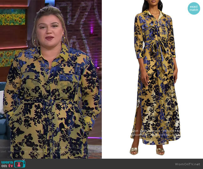 L'Agence Cameron Floral Burnout Dress worn by Kelly Clarkson on The Kelly Clarkson Show
