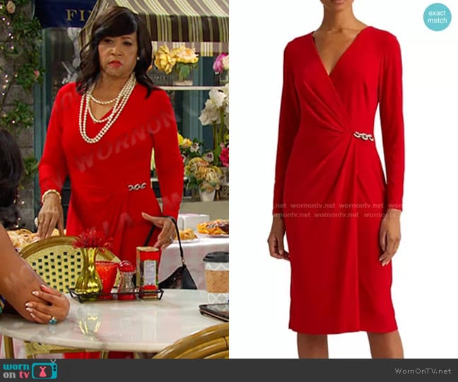 Lauren Ralph Lauren Matte Jersey Surplice Dress worn by Paulina Price (Jackée Harry) on Days of our Lives