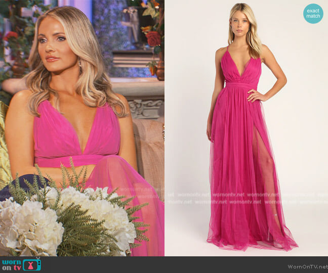 Lulus Rare Beauty Magenta Backless Maxi Dress worn by Taylor Ann Green on Southern Charm