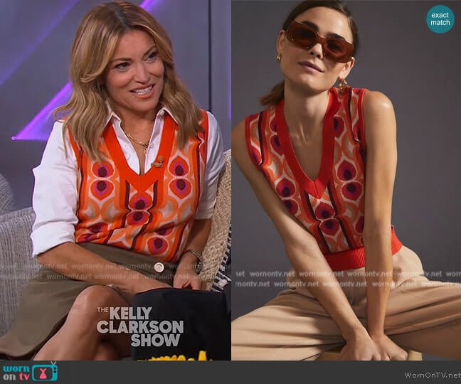 Maeve Vera Jacquard Sweater Vest worn by Kit Hoover on The Kelly Clarkson Show