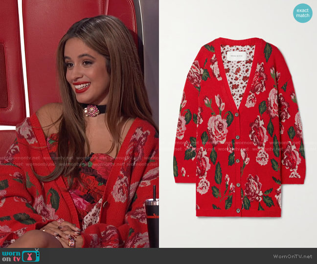 Magda Butrym Oversized Sleeve Knitted Cardigan worn by Camila Cabello on The Voice