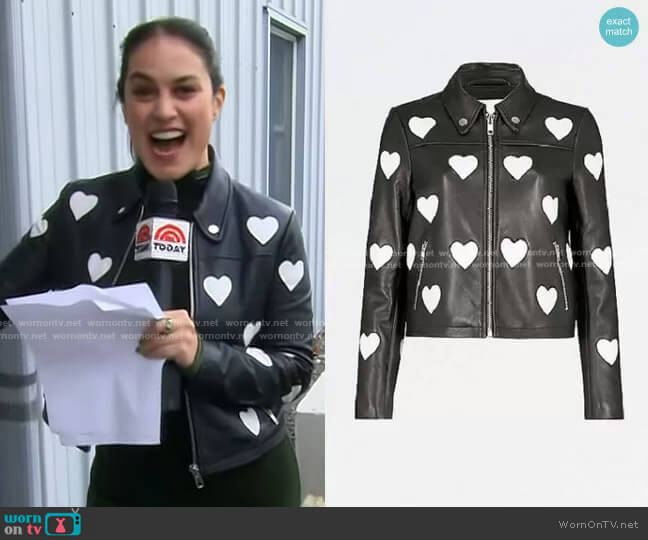 Maje Heart Detail Leather Jacket worn by Donna Farizan on Today