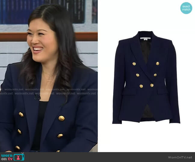 Veronica Beard Miller Dickey Jacket in Navy With Gold Buttons worn by Qian Julie Wang on Today