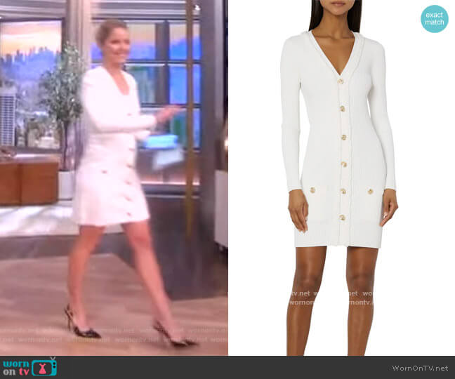 Milly Braided Placket Long Sleeve Rib Sweater Dress worn by Sara Haines on The View